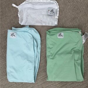 Olli World Kids Swaddle Blanket Set - Green and Blue